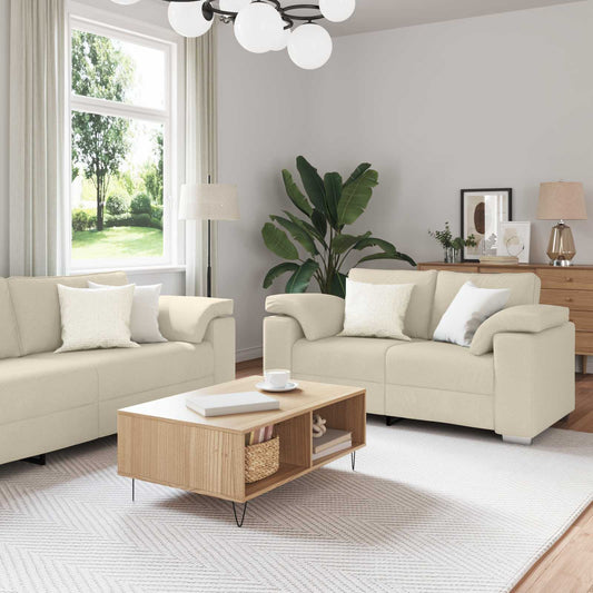 Bank 2 pcs Beige 219 x 80 x 82 cm Linnen-mix stof is nu te koop bij PeponiXL, paradijselijk wonen!