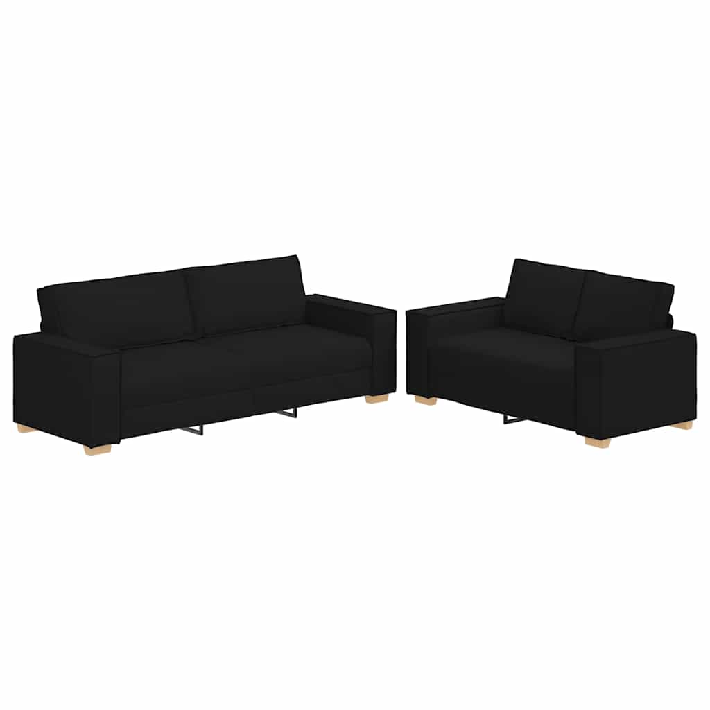 2-delige loungeset met kussens stof zwart is nu te koop bij PeponiXL, paradijselijk wonen!