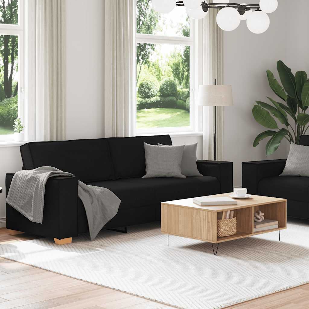 2-delige loungeset met kussens stof zwart is nu te koop bij PeponiXL, paradijselijk wonen!