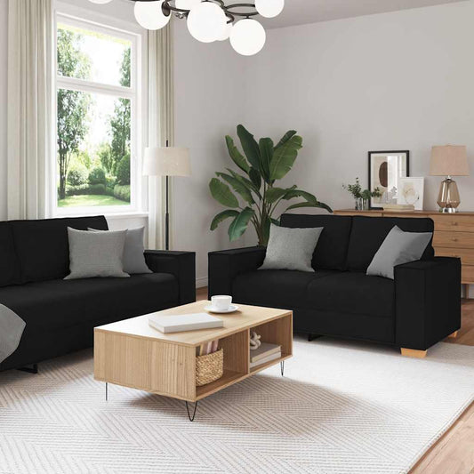 2-delige loungeset met kussens stof zwart is nu te koop bij PeponiXL, paradijselijk wonen!