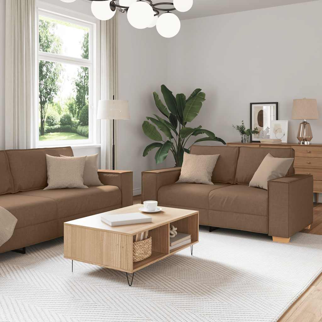 2-delige Loungeset met kussens stof bruin is nu te koop bij PeponiXL, paradijselijk wonen!