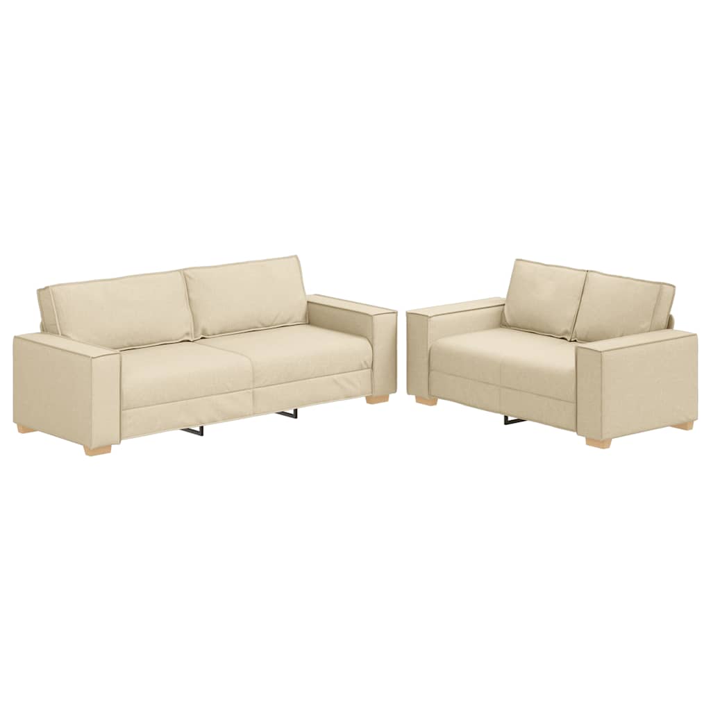 2-delige Loungeset met kussens stof crèmekleurig is nu te koop bij PeponiXL, paradijselijk wonen!