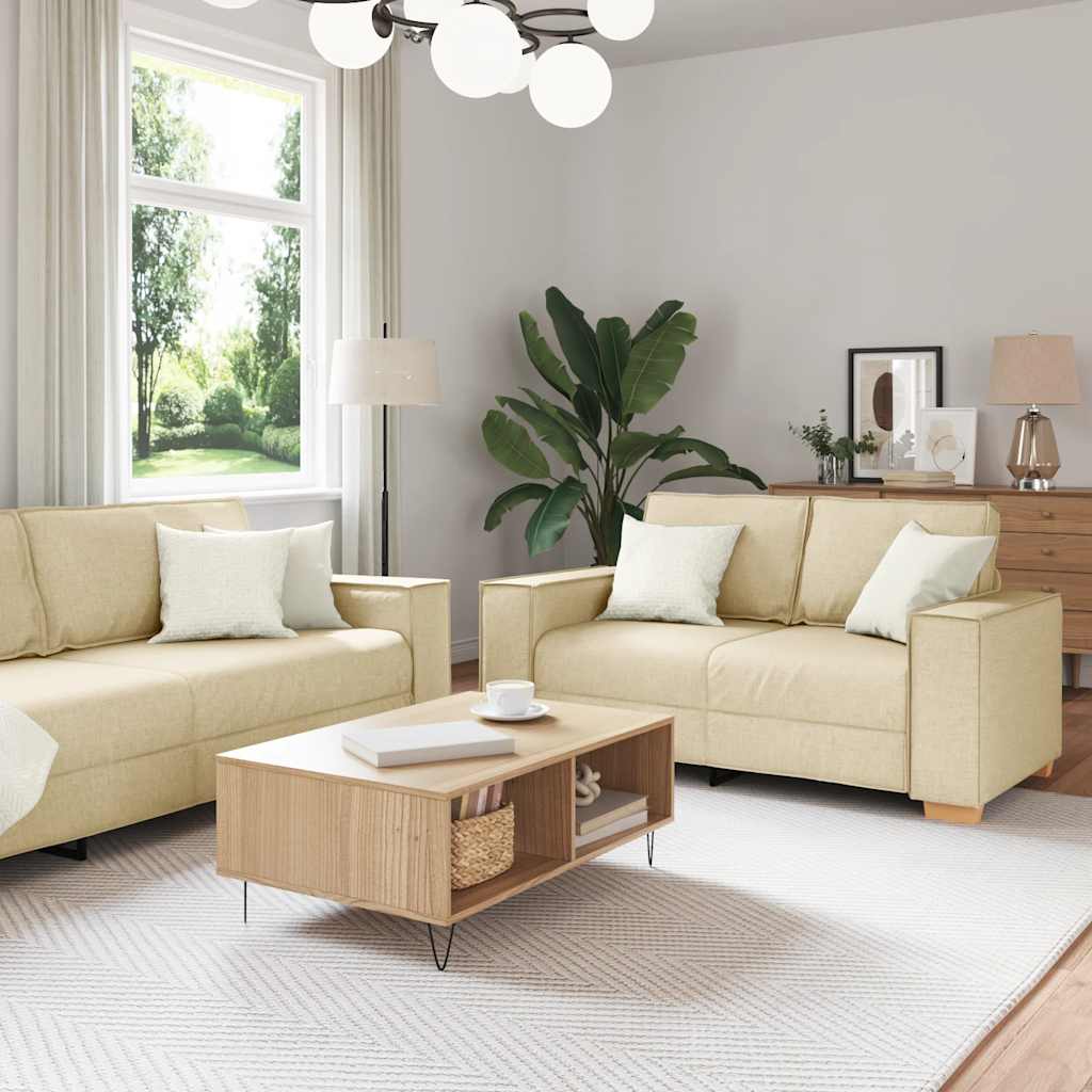 2-delige Loungeset met kussens stof crèmekleurig is nu te koop bij PeponiXL, paradijselijk wonen!