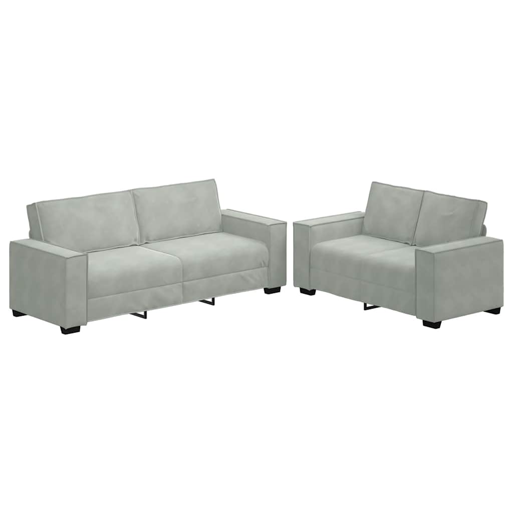 2-delige Loungeset met kussens fluweel lichtgrijs is nu te koop bij PeponiXL, paradijselijk wonen!