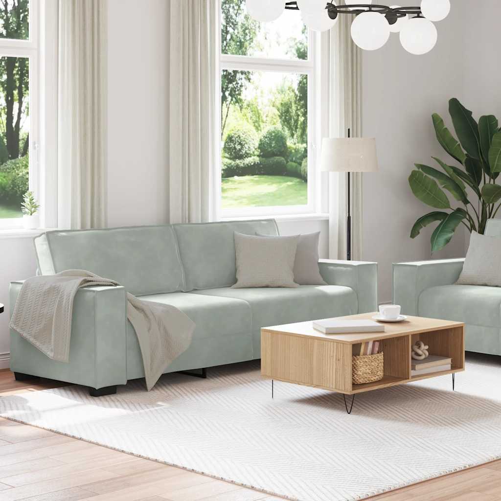 2-delige Loungeset met kussens fluweel lichtgrijs is nu te koop bij PeponiXL, paradijselijk wonen!