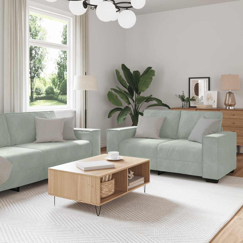 2-delige Loungeset met kussens fluweel lichtgrijs is nu te koop bij PeponiXL, paradijselijk wonen!