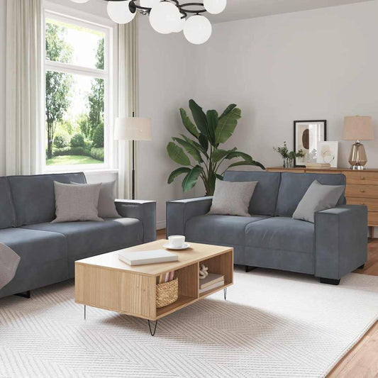 2-delige Loungeset met kussens fluweel donkergrijs is nu te koop bij PeponiXL, paradijselijk wonen!