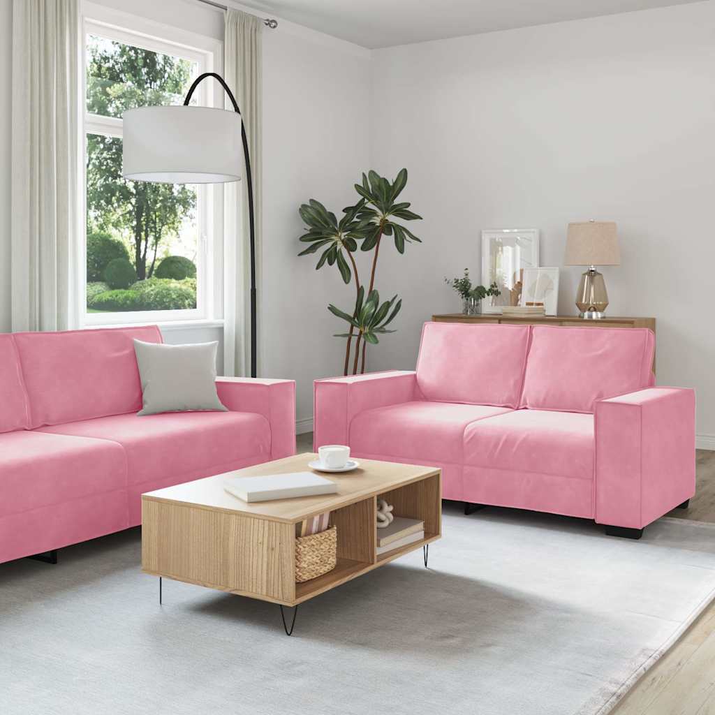 2-delige Loungeset met kussens fluweel roze is nu te koop bij PeponiXL, paradijselijk wonen!