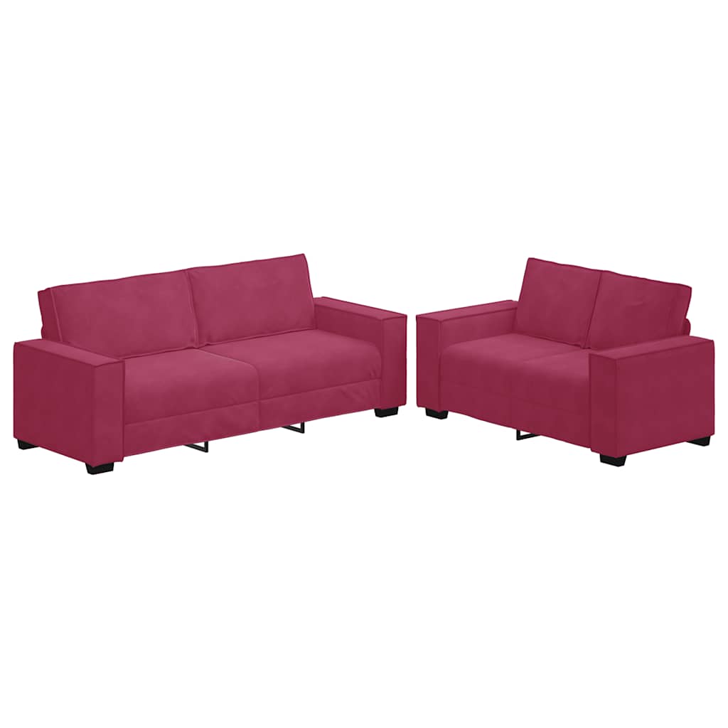 2-delige Loungeset met kussens fluweel wijnrood is nu te koop bij PeponiXL, paradijselijk wonen!
