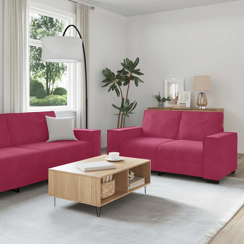 2-delige Loungeset met kussens fluweel wijnrood is nu te koop bij PeponiXL, paradijselijk wonen!
