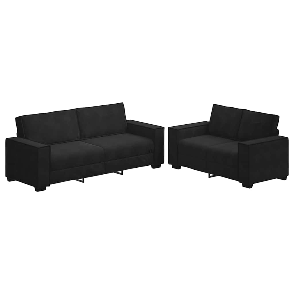 2-delige Loungeset met kussens fluweel zwart is nu te koop bij PeponiXL, paradijselijk wonen!
