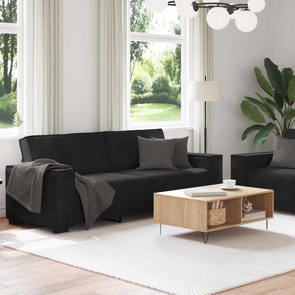 2-delige Loungeset met kussens fluweel zwart is nu te koop bij PeponiXL, paradijselijk wonen!