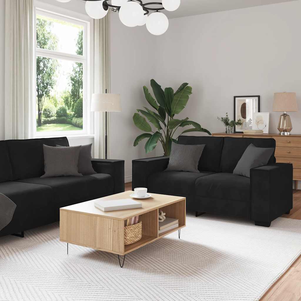 2-delige Loungeset met kussens fluweel zwart is nu te koop bij PeponiXL, paradijselijk wonen!