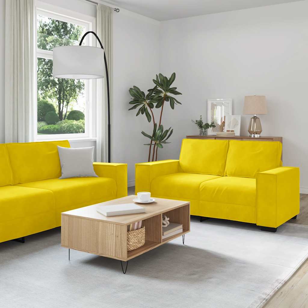 2-delige Loungeset met kussens fluweel geel is nu te koop bij PeponiXL, paradijselijk wonen!