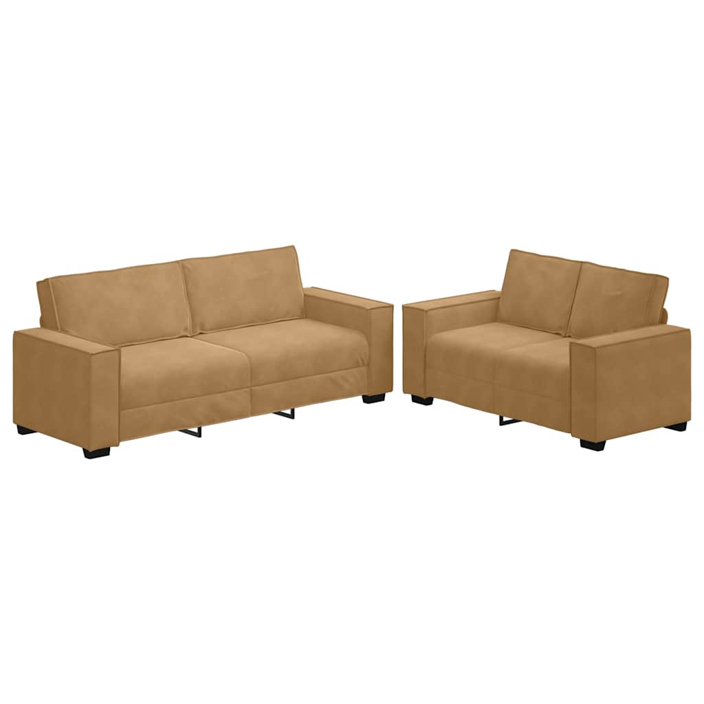 2-delige Loungeset met kussens fluweel bruin is nu te koop bij PeponiXL, paradijselijk wonen!