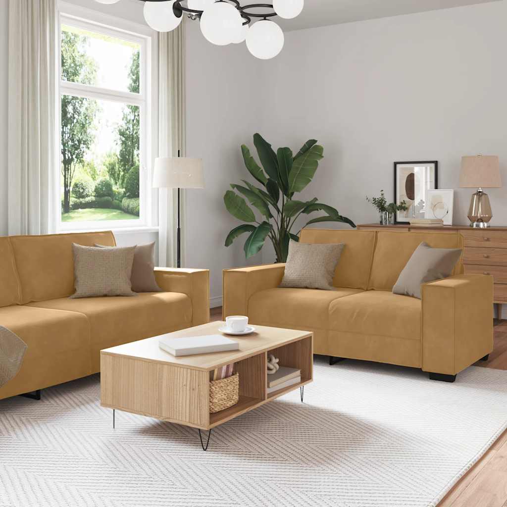2-delige Loungeset met kussens fluweel bruin is nu te koop bij PeponiXL, paradijselijk wonen!