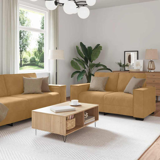 2-delige Loungeset met kussens fluweel bruin is nu te koop bij PeponiXL, paradijselijk wonen!