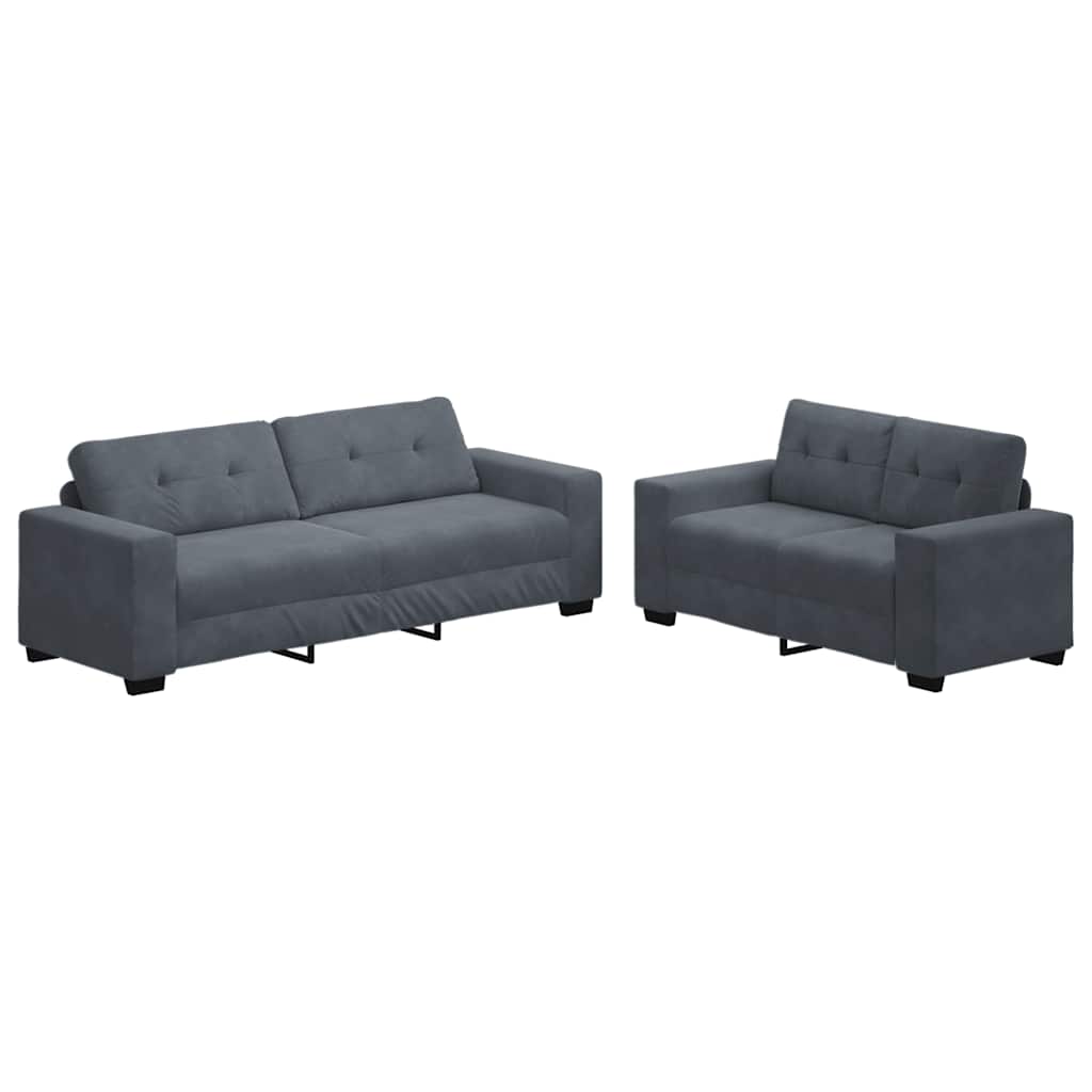 2-delige bankset met kussens, donkergrijs fluweel is nu te koop bij PeponiXL, paradijselijk wonen!