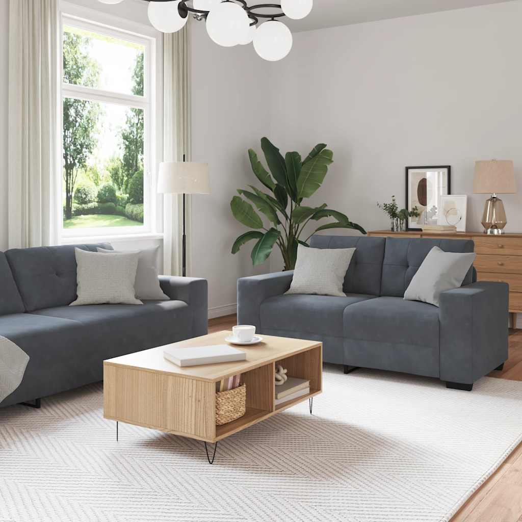 2-delige bankset met kussens, donkergrijs fluweel is nu te koop bij PeponiXL, paradijselijk wonen!