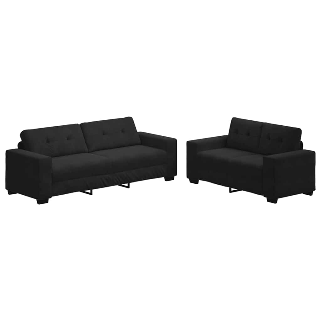 2-delige bankset met kussens van zwart fluweel is nu te koop bij PeponiXL, paradijselijk wonen!