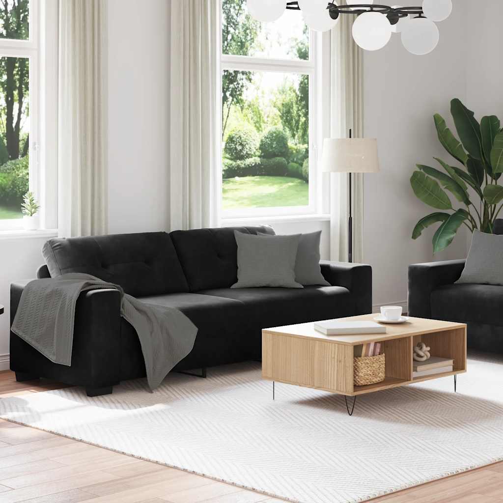 2-delige bankset met kussens van zwart fluweel is nu te koop bij PeponiXL, paradijselijk wonen!