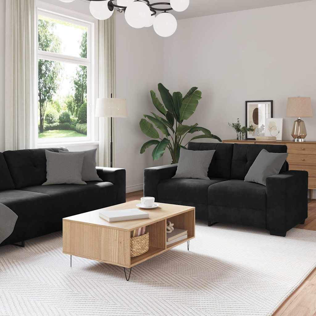 2-delige bankset met kussens van zwart fluweel is nu te koop bij PeponiXL, paradijselijk wonen!