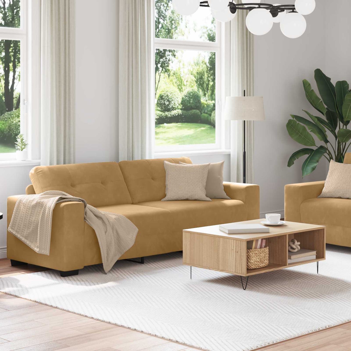 Bank 2 pcs Bruin 221 x 80 x 80 cm Fluweel