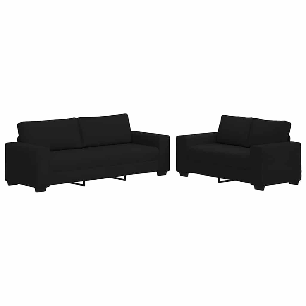 2-delige loungeset met kussens stof zwart is nu te koop bij PeponiXL, paradijselijk wonen!