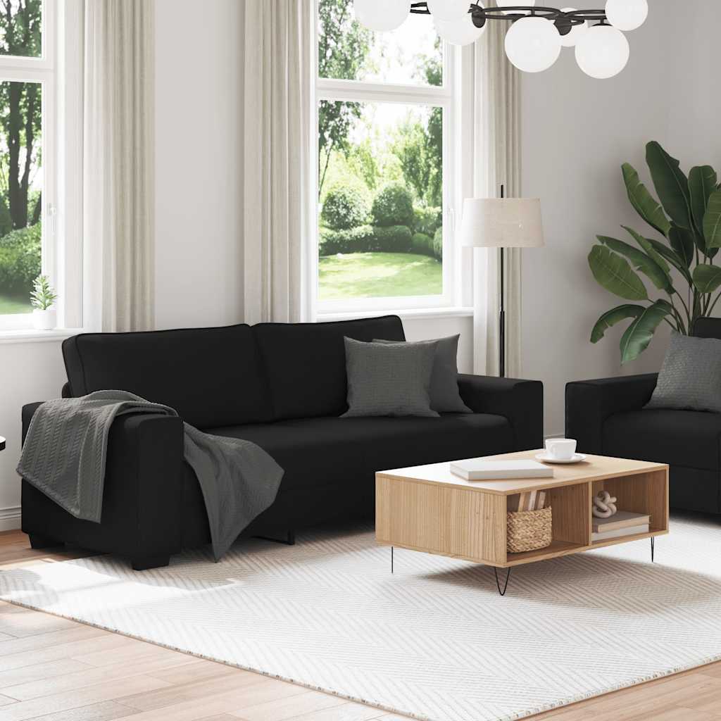 2-delige loungeset met kussens stof zwart is nu te koop bij PeponiXL, paradijselijk wonen!