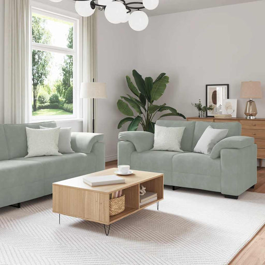 2-delige bankset met kussens lichtgrijs fluweel is nu te koop bij PeponiXL, paradijselijk wonen!
