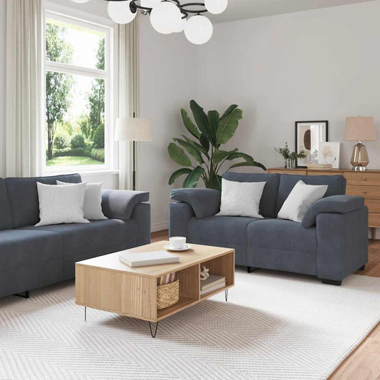 2-delige bankset met kussens, donkergrijs fluweel is nu te koop bij PeponiXL, paradijselijk wonen!