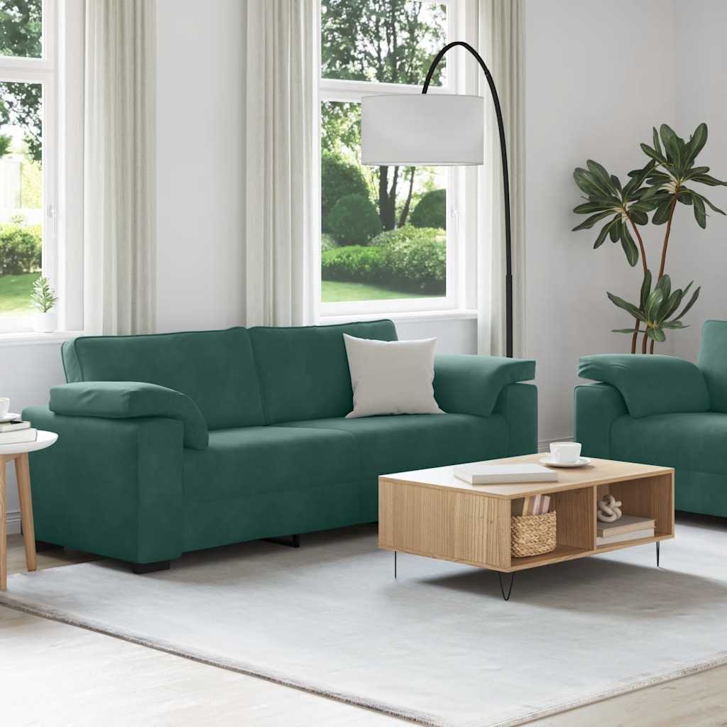 2-delige bankset met kussens, donkergroen fluweel is nu te koop bij PeponiXL, paradijselijk wonen!