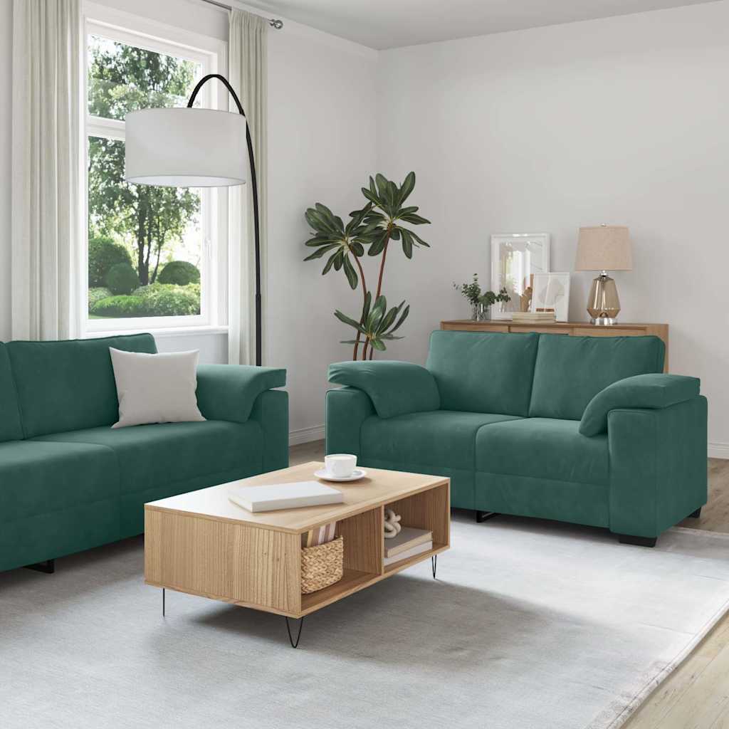 2-delige bankset met kussens, donkergroen fluweel is nu te koop bij PeponiXL, paradijselijk wonen!