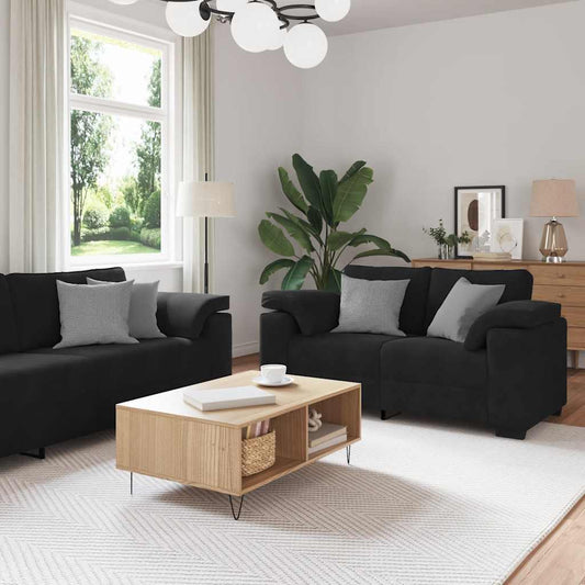 2-delige bankset met kussens van zwart fluweel is nu te koop bij PeponiXL, paradijselijk wonen!