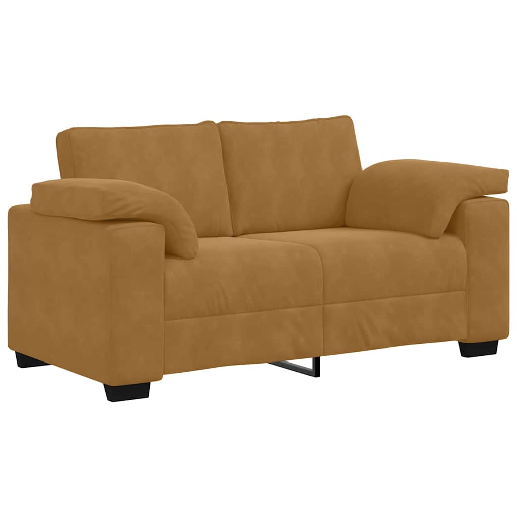 2-delige bankset met kussens bruin fluweel is nu te koop bij PeponiXL, paradijselijk wonen!