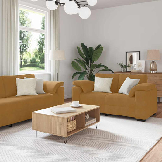 2-delige bankset met kussens bruin fluweel is nu te koop bij PeponiXL, paradijselijk wonen!