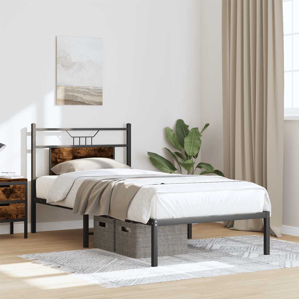 Bedframe zonder matras hout gerookt eikenkleurig 75x190 cm is nu te koop bij PeponiXL, paradijselijk wonen!