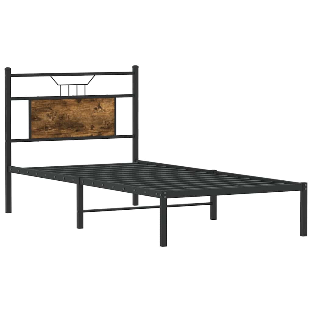 Bedframe zonder matras hout gerookt eikenkleurig 75x190 cm is nu te koop bij PeponiXL, paradijselijk wonen!
