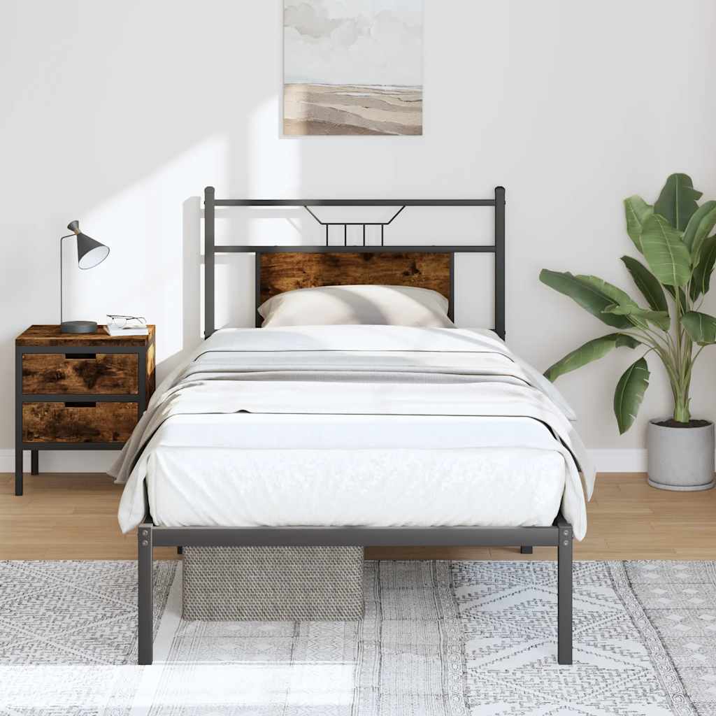 Bedframe zonder matras hout gerookt eikenkleurig 80x200 cm is nu te koop bij PeponiXL, paradijselijk wonen!