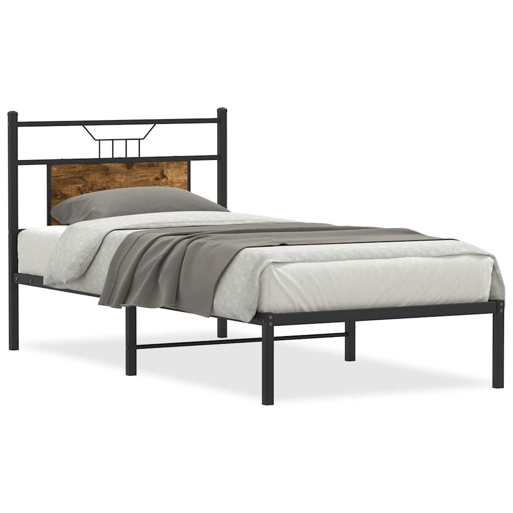 Bedframe zonder matras hout gerookt eikenkleurig 90x190 cm is nu te koop bij PeponiXL, paradijselijk wonen!
