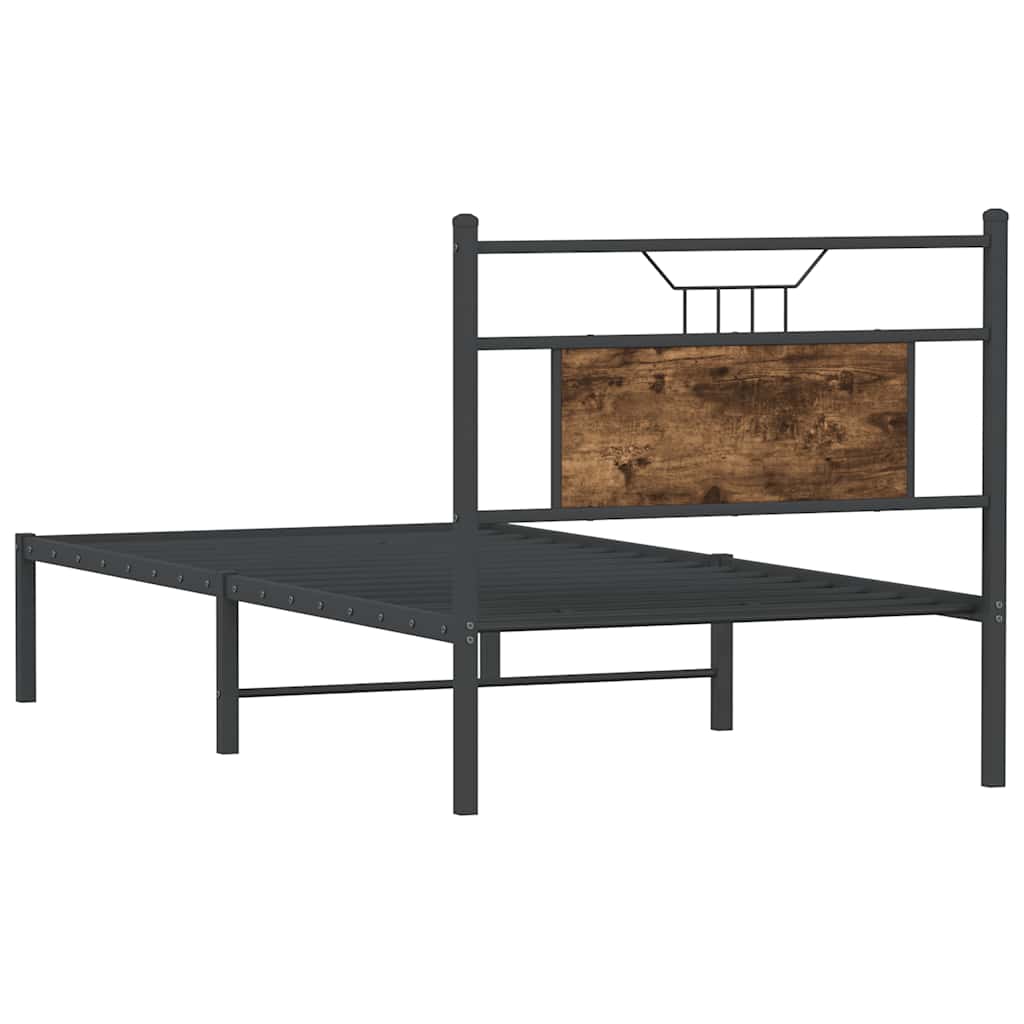 Bedframe zonder matras hout gerookt eikenkleurig 90x190 cm is nu te koop bij PeponiXL, paradijselijk wonen!