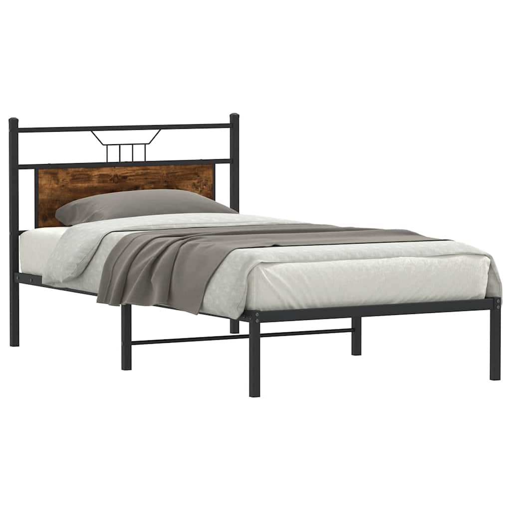 Bedframe zonder matras hout gerookt eikenkleurig 100x190 cm is nu te koop bij PeponiXL, paradijselijk wonen!