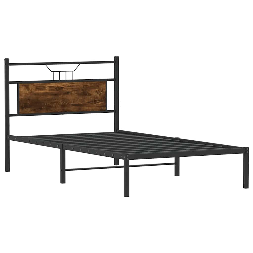 Bedframe zonder matras hout gerookt eikenkleurig 100x190 cm is nu te koop bij PeponiXL, paradijselijk wonen!