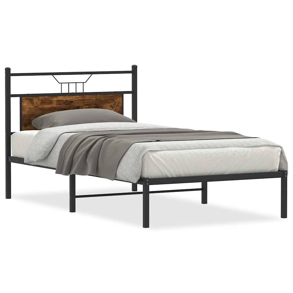 Bedframe zonder matras hout gerookt eikenkleurig 100x200 cm is nu te koop bij PeponiXL, paradijselijk wonen!