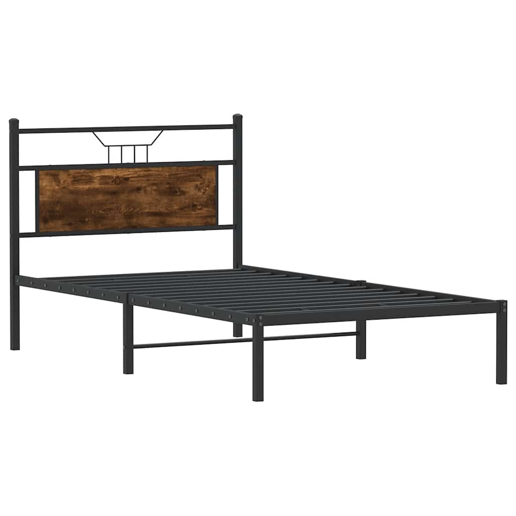 Bedframe zonder matras hout gerookt eikenkleurig 100x200 cm is nu te koop bij PeponiXL, paradijselijk wonen!