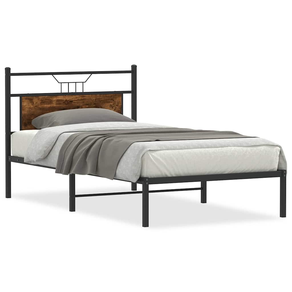 Bedframe zonder matras spaanplaat gerookt eikenkleurig is nu te koop bij PeponiXL, paradijselijk wonen!