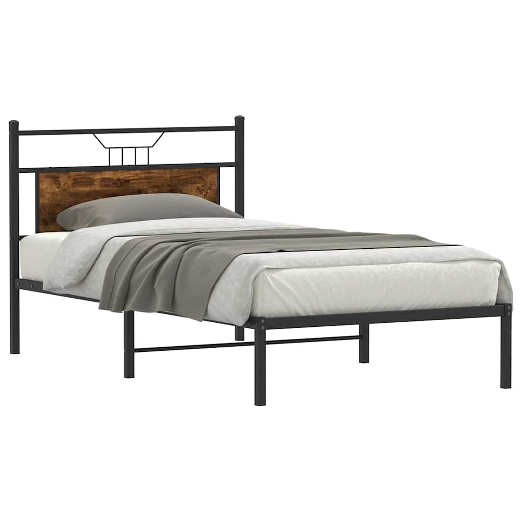 Bedframe zonder matras spaanplaat gerookt eikenkleurig is nu te koop bij PeponiXL, paradijselijk wonen!