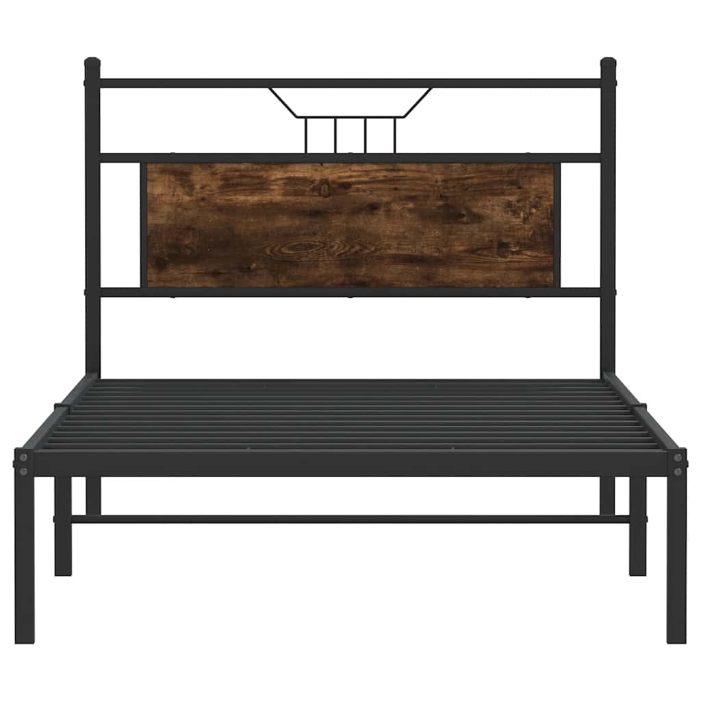 Bedframe zonder matras spaanplaat gerookt eikenkleurig is nu te koop bij PeponiXL, paradijselijk wonen!