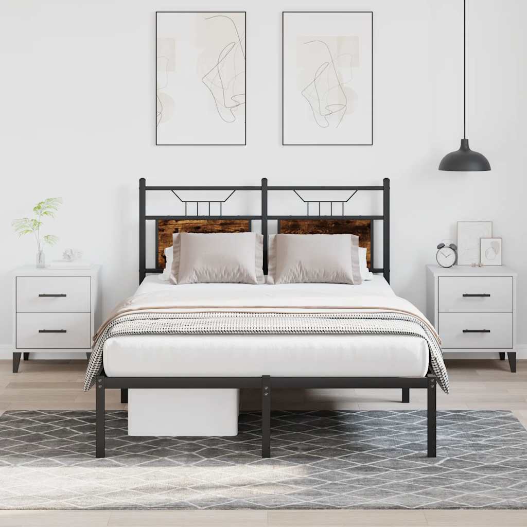 Bedframe zonder matras hout gerookt eikenkleurig 120x190 cm is nu te koop bij PeponiXL, paradijselijk wonen!