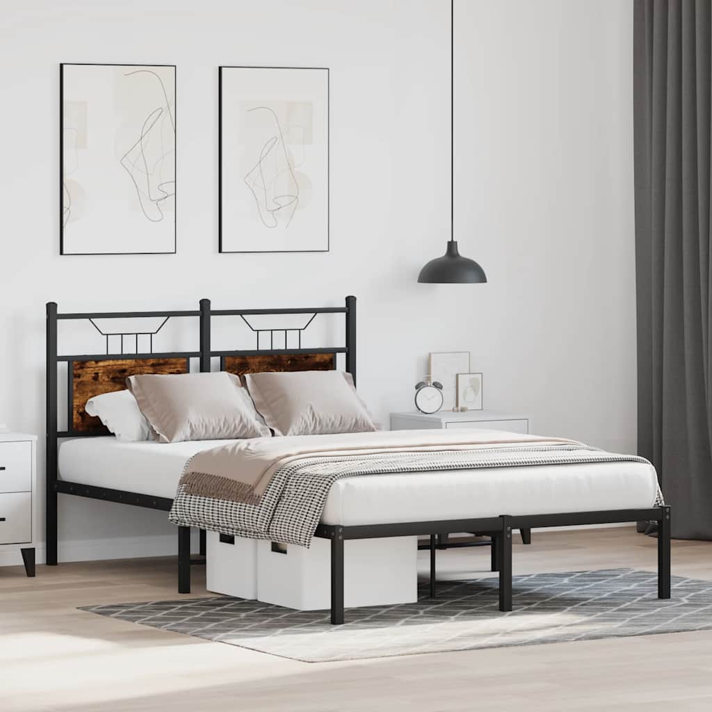 Bedframe zonder matras hout gerookt eikenkleurig 120x200 cm is nu te koop bij PeponiXL, paradijselijk wonen!